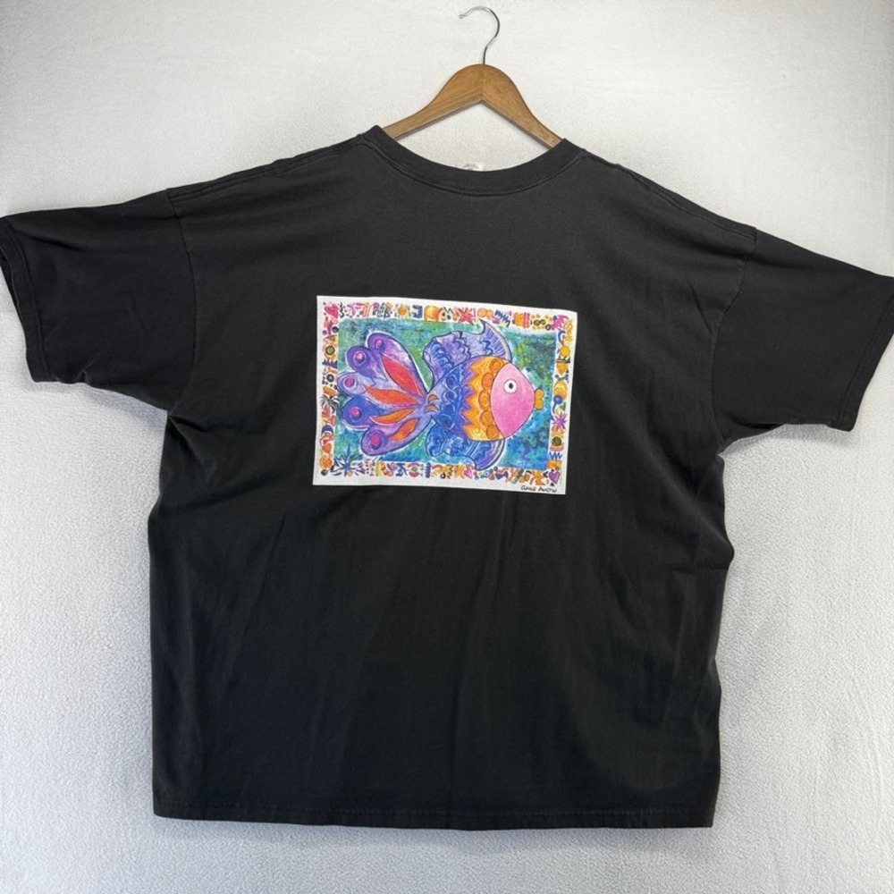 Vintage Wyandotte Street Art Fair Shirt Men's 3XL Black Fish Cotton Gayle Austin